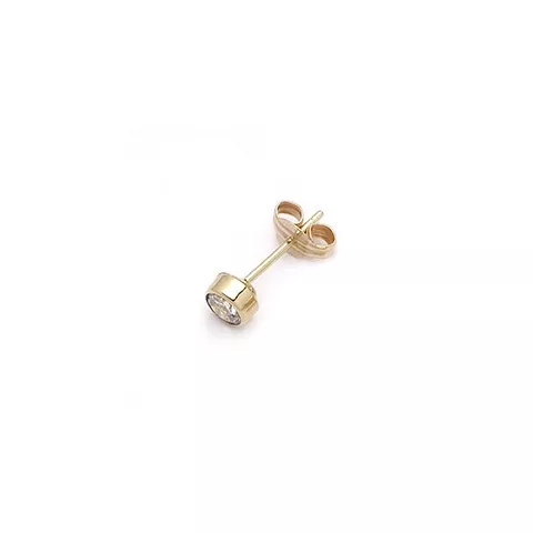 1/2 par 3 mm øreringe i 9 karat guld med zirkon