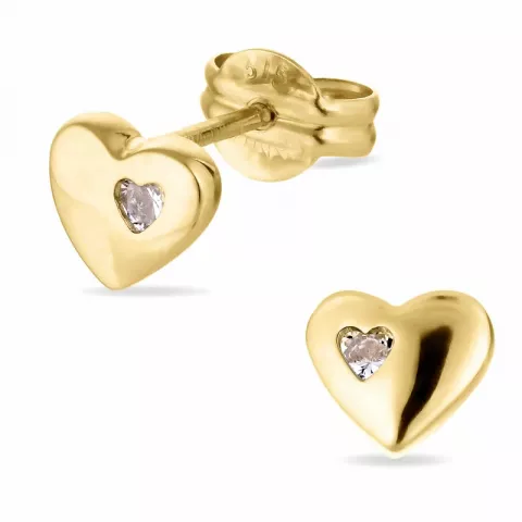 hjerte øreringe i 9 karat guld med 