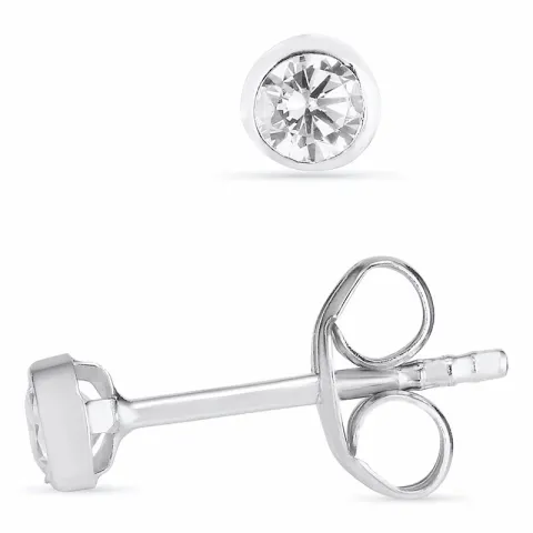 Kollektionsprøve zirkon ørestikker i 9 karat hvidguld