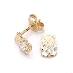 bamse øreringe i 9 karat guld med 