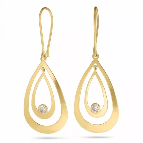 Smykker: dråbe øreringe i 9 karat guld med zirkoner