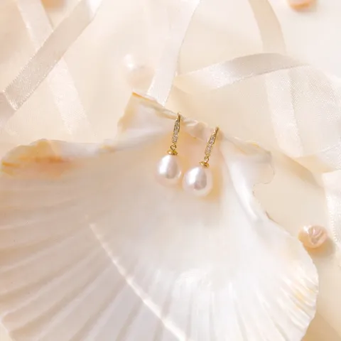 øreringe i 9 karat guld med zirkon - Gold Collection
