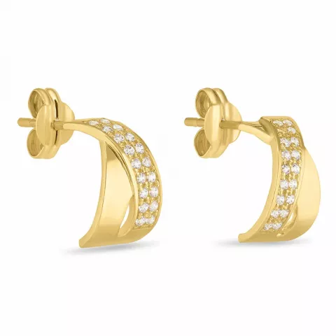 Abstrakt øreringe i 9 karat guld med zirkoner