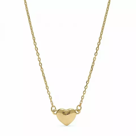 Simpel hjerte vedhæng med halskæde i 9 karat guld