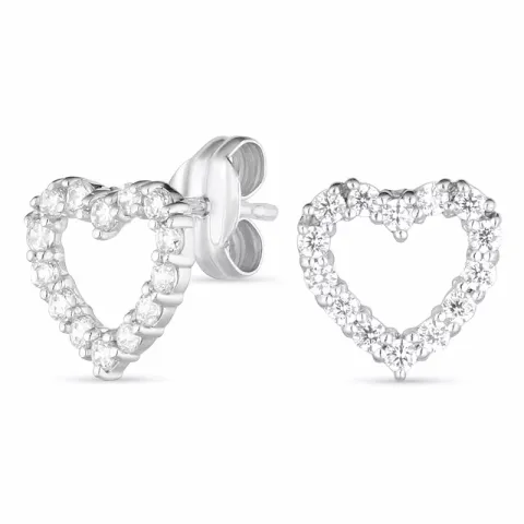 hjerte øreringe i 14 karat hvidguld med 