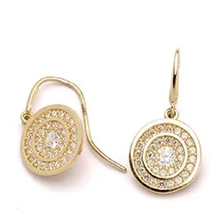 Runde øreringe i 14 karat guld med zirkoner