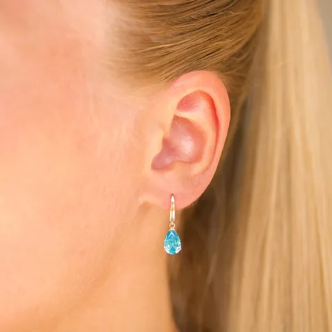 dråbeformede øreringe i 14 karat guld med topas og zirkon - Gold Collection