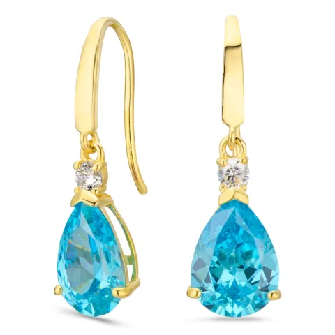 dråbeformede øreringe i 14 karat guld med topas og zirkon - Gold Collection