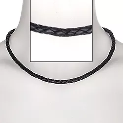 Herresmykker: halskæde i læder med stål lås  x 5,2 mm