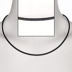 Halskæde i læder med forgyldt stål lås  x 2,8 mm
