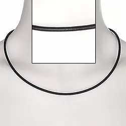 Læder halskæde i læder med stål lås  x 2,8 mm