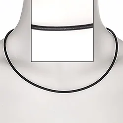 Læder halskæde i læder med stål lås x 2,8 mm