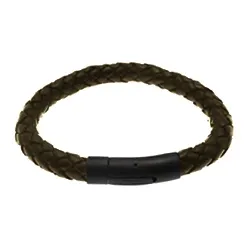 Herre armbånd i mørkebrun læder med stål lås x 9,3 mm