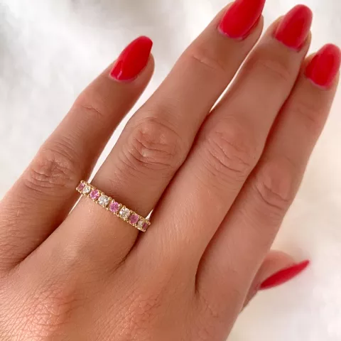 pink safir diamantring i 14 karat guld 0,246 ct 0,45 ct