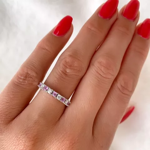 pink safir diamantring i 14 karat hvidguld 0,24 ct 0,45 ct
