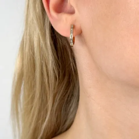 17 mm diamant creoler i 14 karat guld med diamant og diamant og diamant