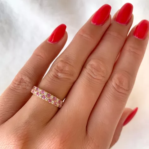 elegant pink safir diamantring i 14 karat guld 0,247 ct 0,969 ct