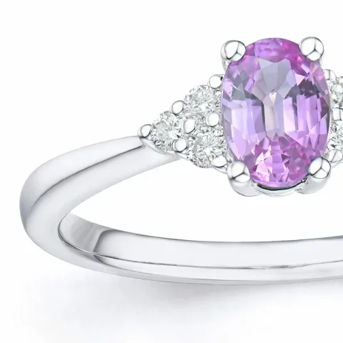 pink safir diamantring i 14 karat hvidguld 0,65 ct 0,102 ct