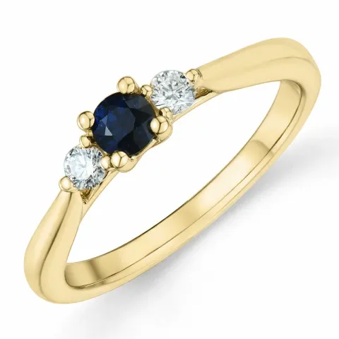 safir brillantring i 14 karat guld 0,132 ct 0,306 ct