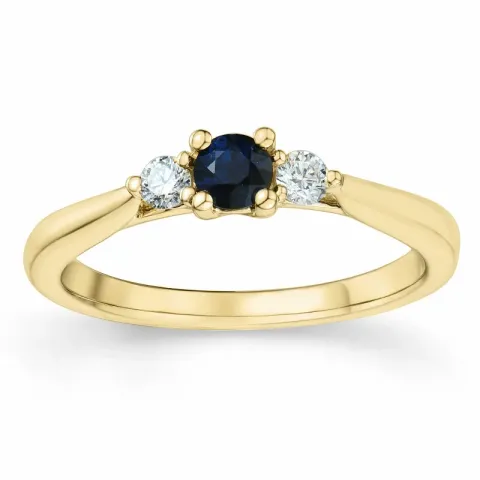 safir brillantring i 14 karat guld 0,132 ct 0,306 ct