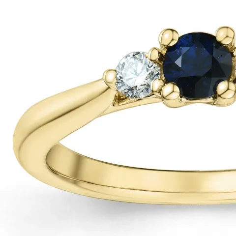 safir brillantring i 14 karat guld 0,132 ct 0,306 ct