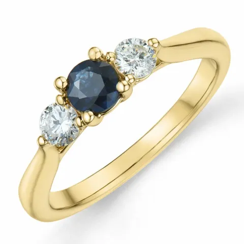 safir brillantring i 14 karat guld 0,28 ct 0,45 ct