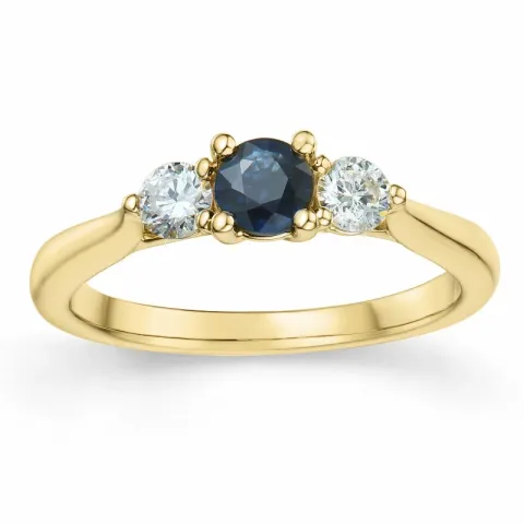 safir brillantring i 14 karat guld 0,28 ct 0,45 ct