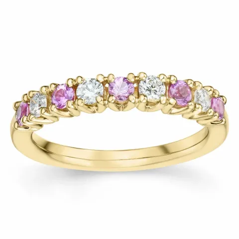 pink safir diamantring i 14 karat guld 0,246 ct 0,45 ct