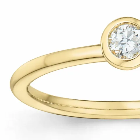 rund diamant solitairering i 14 karat guld 0,10 ct