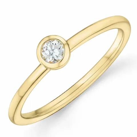 rund diamant solitairering i 14 karat guld 0,10 ct