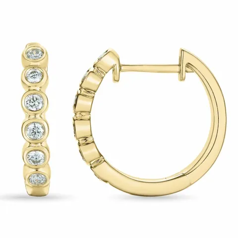 16 mm brillant creoler i 14 karat guld med diamant 