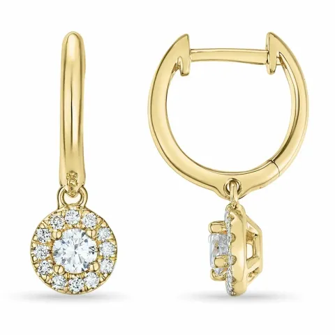 lange runde diamant creoler i 14 karat guld med diamant
