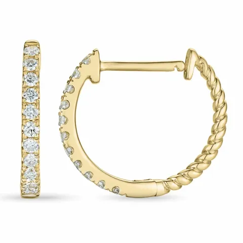14 mm diamant creoler i 14 karat guld med diamant