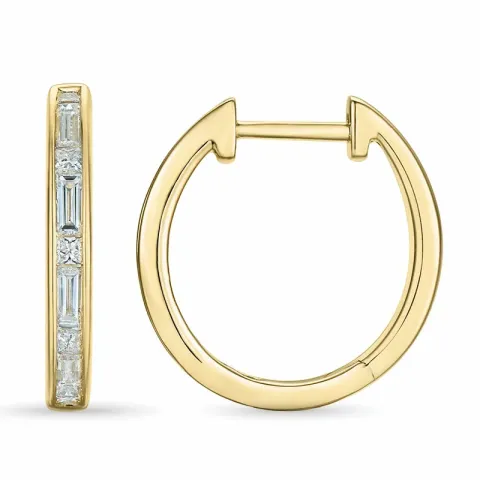 17 mm diamant creoler i 14 karat guld med diamant og diamant og diamant