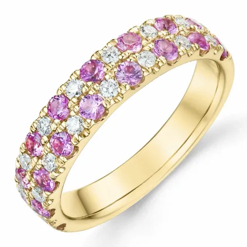 elegant pink safir diamantring i 14 karat guld 0,247 ct 0,969 ct