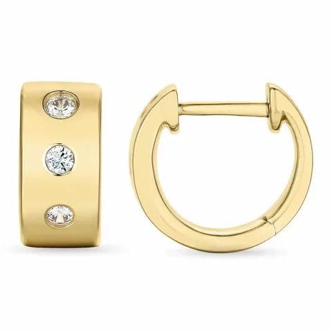 12 mm diamant creoler i 14 karat guld med diamant