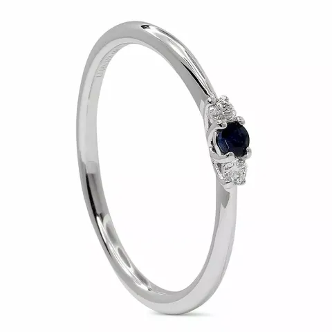 safir diamantring i 14 karat hvidguld 0,05 ct 