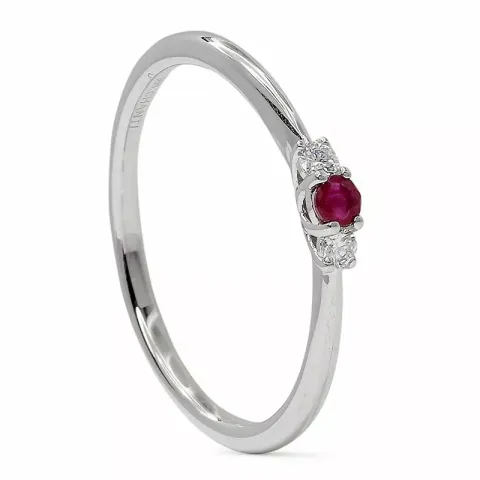 Rubin hvidguldsring i 14 karat hvidguld 0,05 ct 