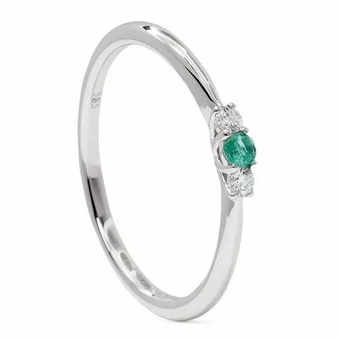 Smaragd hvidguldsring i 14 karat hvidguld 0,05 ct