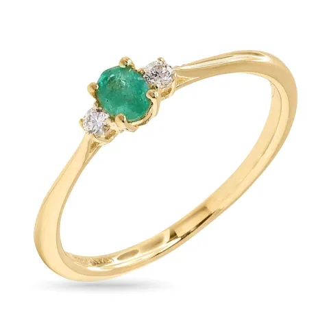 Smaragd guld ring i 14 karat guld 0,05 ct