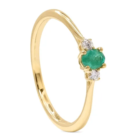 Smaragd guld ring i 14 karat guld 0,05 ct