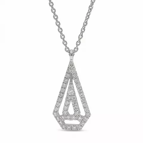 Smykke diamantvedhæng med halskæde i 14 karat hvidguld 0,14 ct
