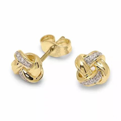 firkantet brillantøreringe i 14 karat guld med rhodium med diamant