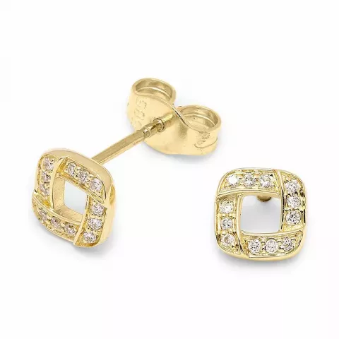 firkantet diamantøreringe i 14 karat guld med diamant 