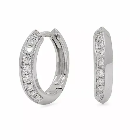 12 mm diamant hvidguld creoler i 14 karat hvidguld med diamant