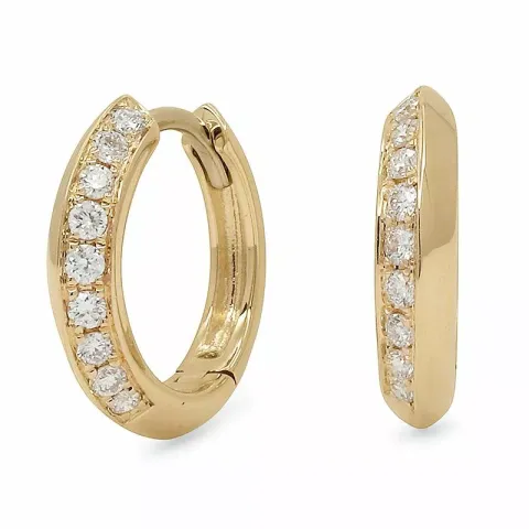 12 mm diamant creoler i 14 karat guld med diamant