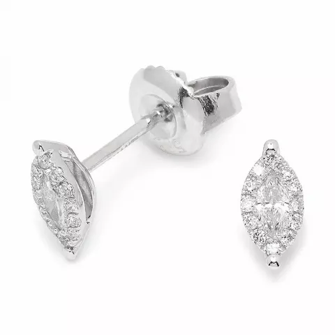 ovale diamantøreringe i 14 karat hvidguld med diamant og diamant 