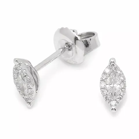 ovale diamantøreringe i 14 karat hvidguld med diamant og diamant