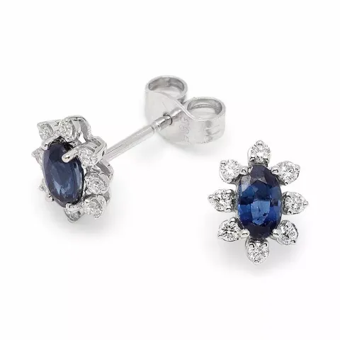 blomster safir rosetørestikker i 14 karat hvidguld med diamant og safir