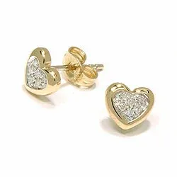 Hjerte diamantøreringe i 14 karat guld med diamanter 